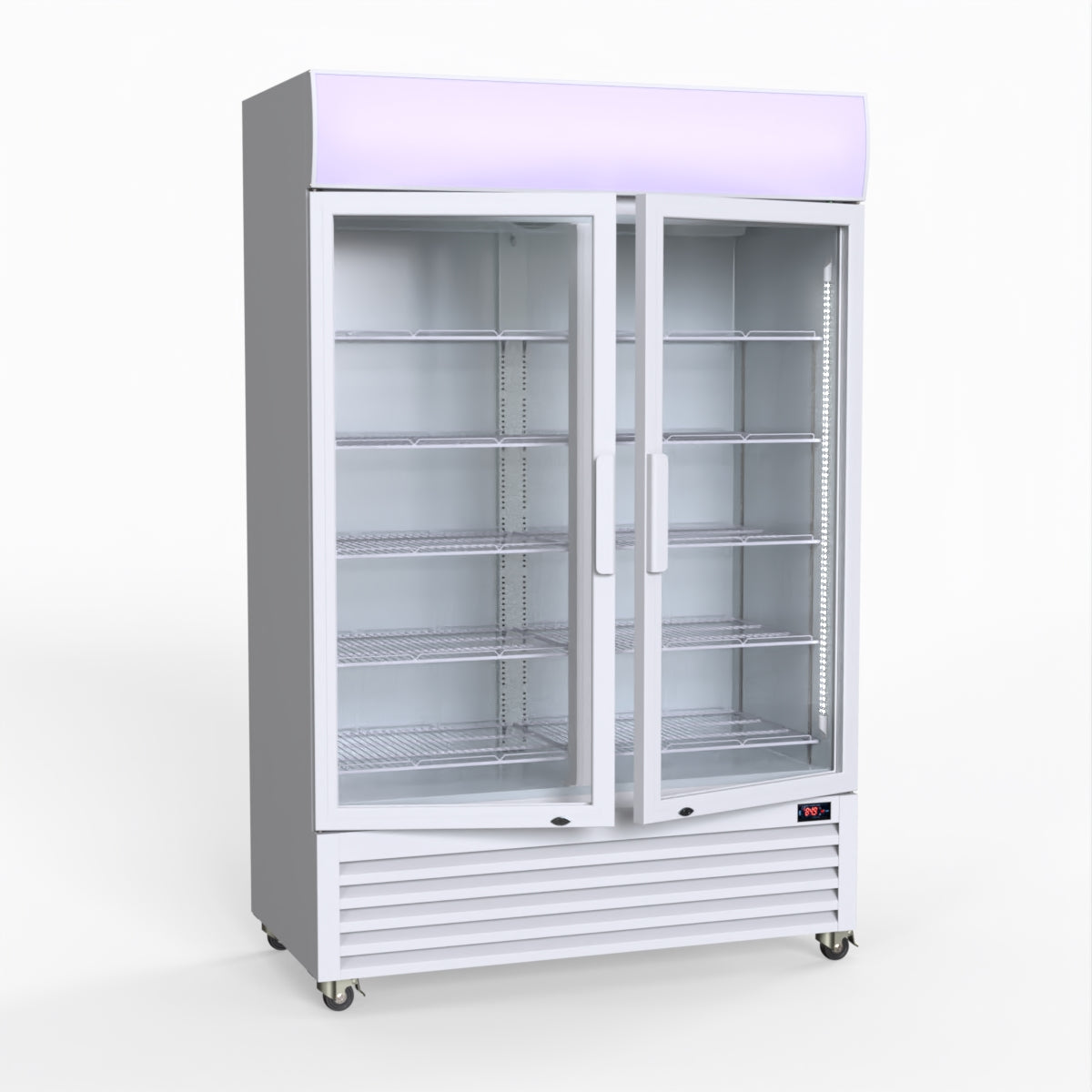 Thermaster 1200L Large Two Glass Door Upright Drink Fridge 133 X 69cm