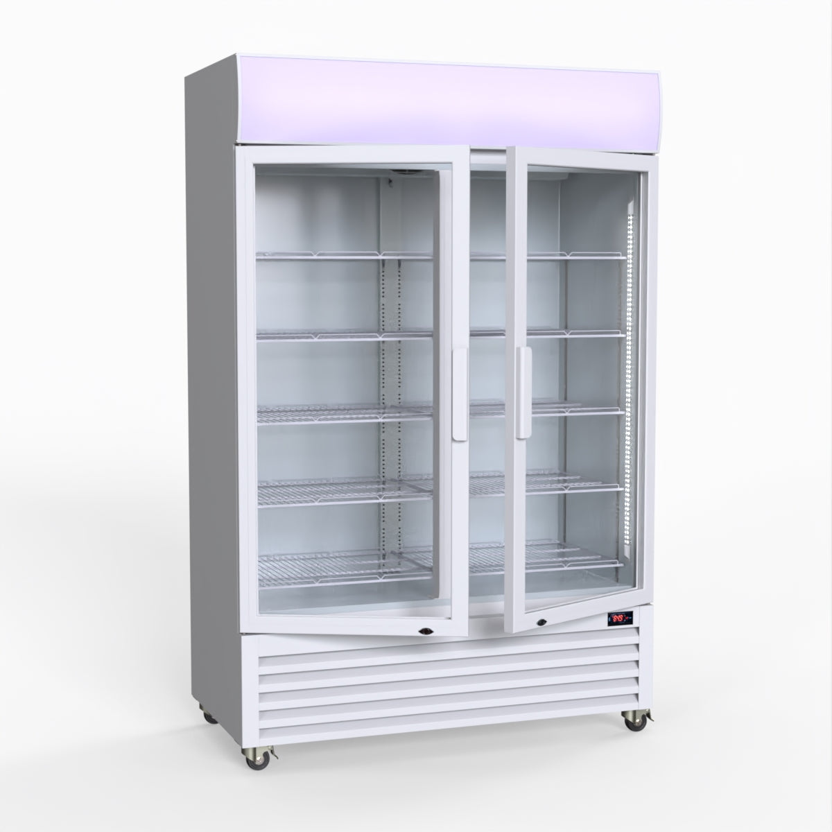Thermaster 1200L Large Two Glass Door Upright Drink Fridge 133 X 69cm