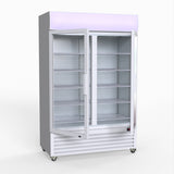 Thermaster 1200L Large Two Glass Door Upright Drink Fridge 133 X 69cm