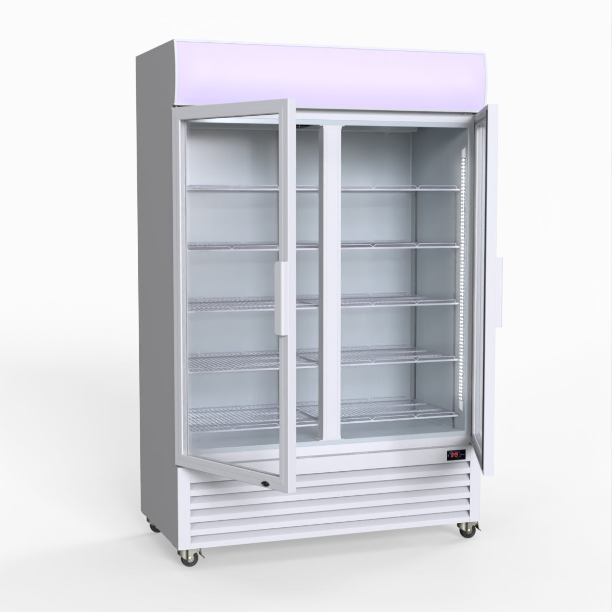 Thermaster 1200L Large Two Glass Door Upright Drink Fridge 133 X 69cm