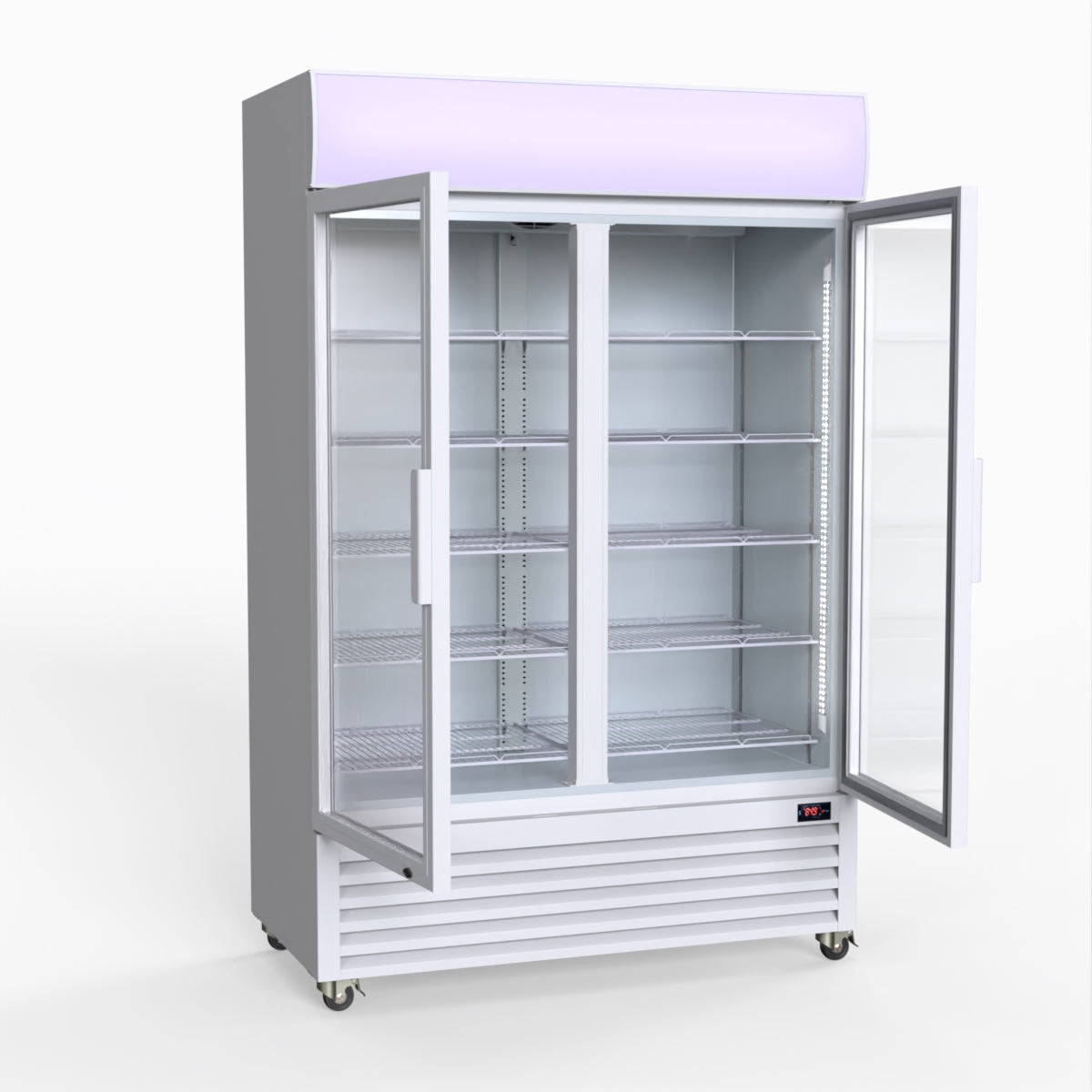 Thermaster 1200L Large Two Glass Door Upright Drink Fridge 133 X 69cm