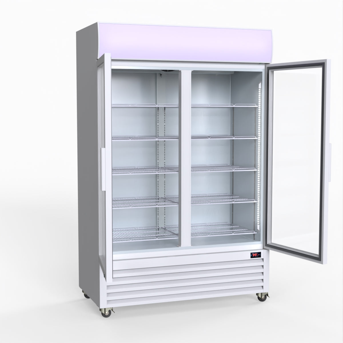 Thermaster 1200L Large Two Glass Door Upright Drink Fridge 133 X 69cm