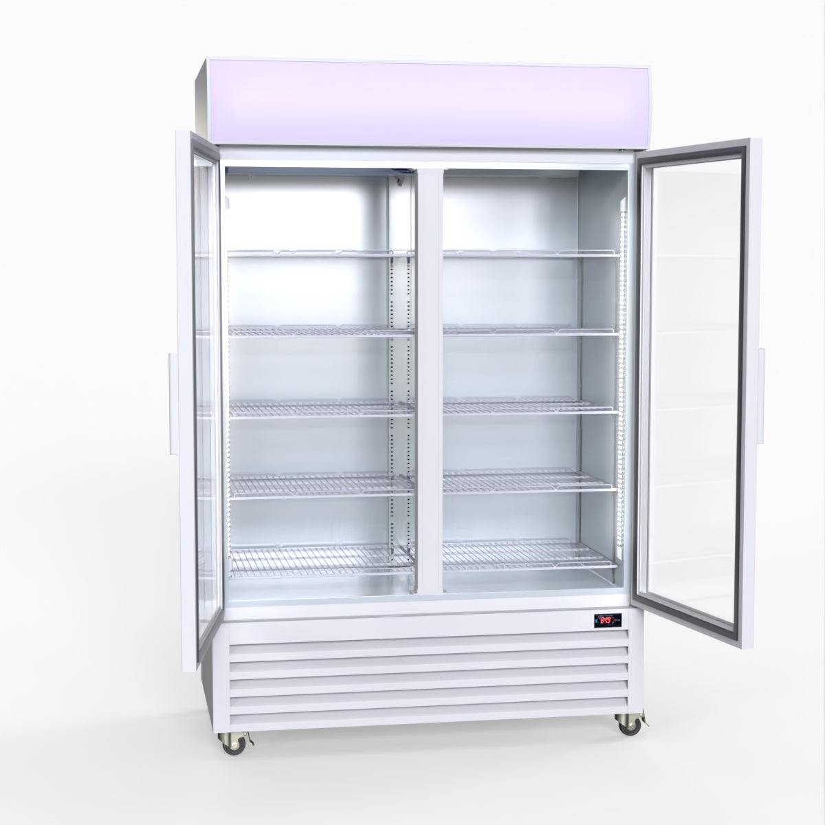 Thermaster 1200L Large Two Glass Door Upright Drink Fridge 133 X 69cm