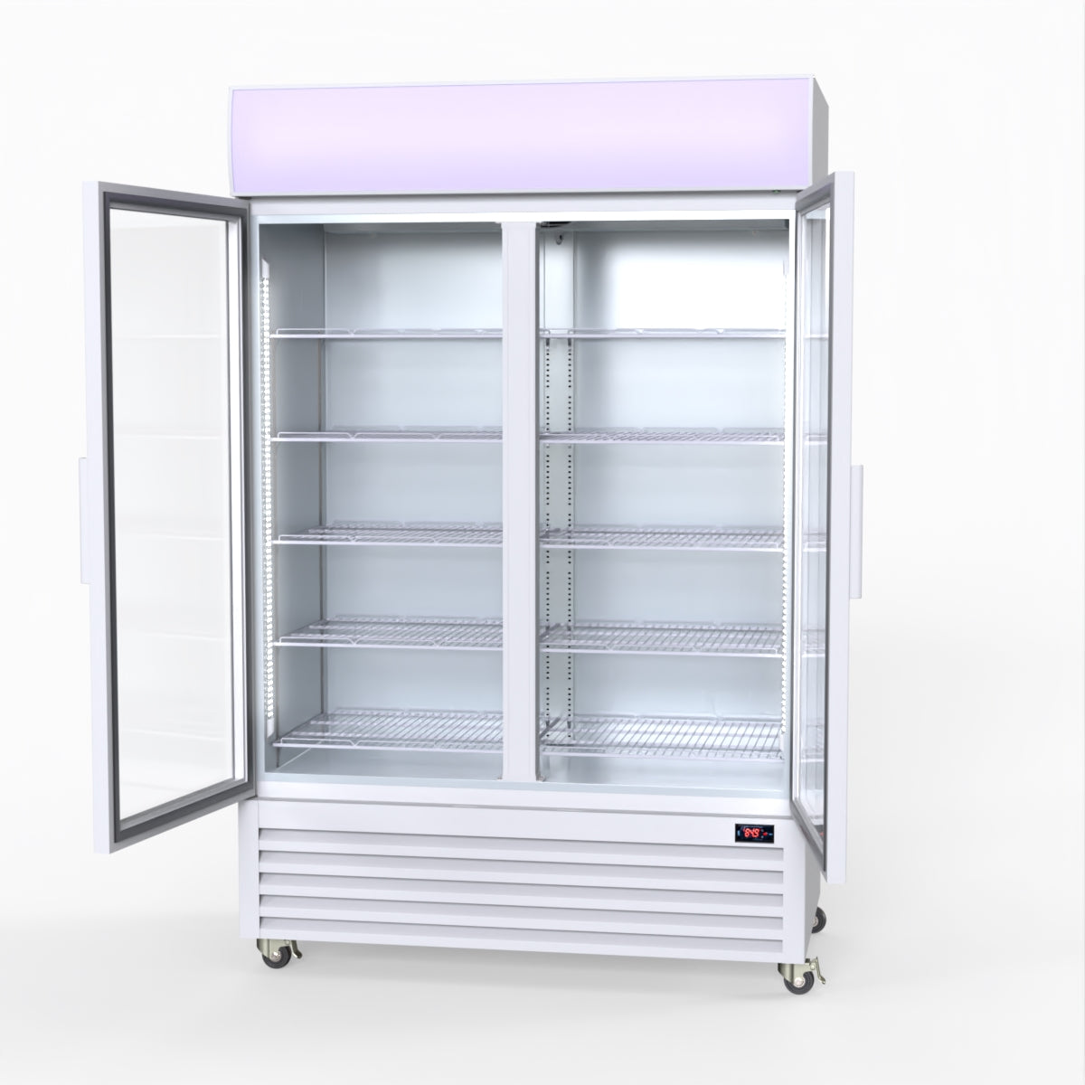 Thermaster 1200L Large Two Glass Door Upright Drink Fridge 133 X 69cm