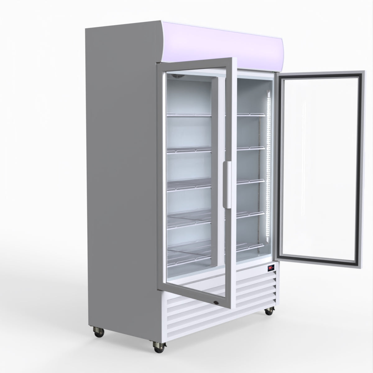 Thermaster 1200L Large Two Glass Door Upright Drink Fridge 133 X 69cm