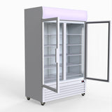 Thermaster 1200L Large Two Glass Door Upright Drink Fridge 133 X 69cm