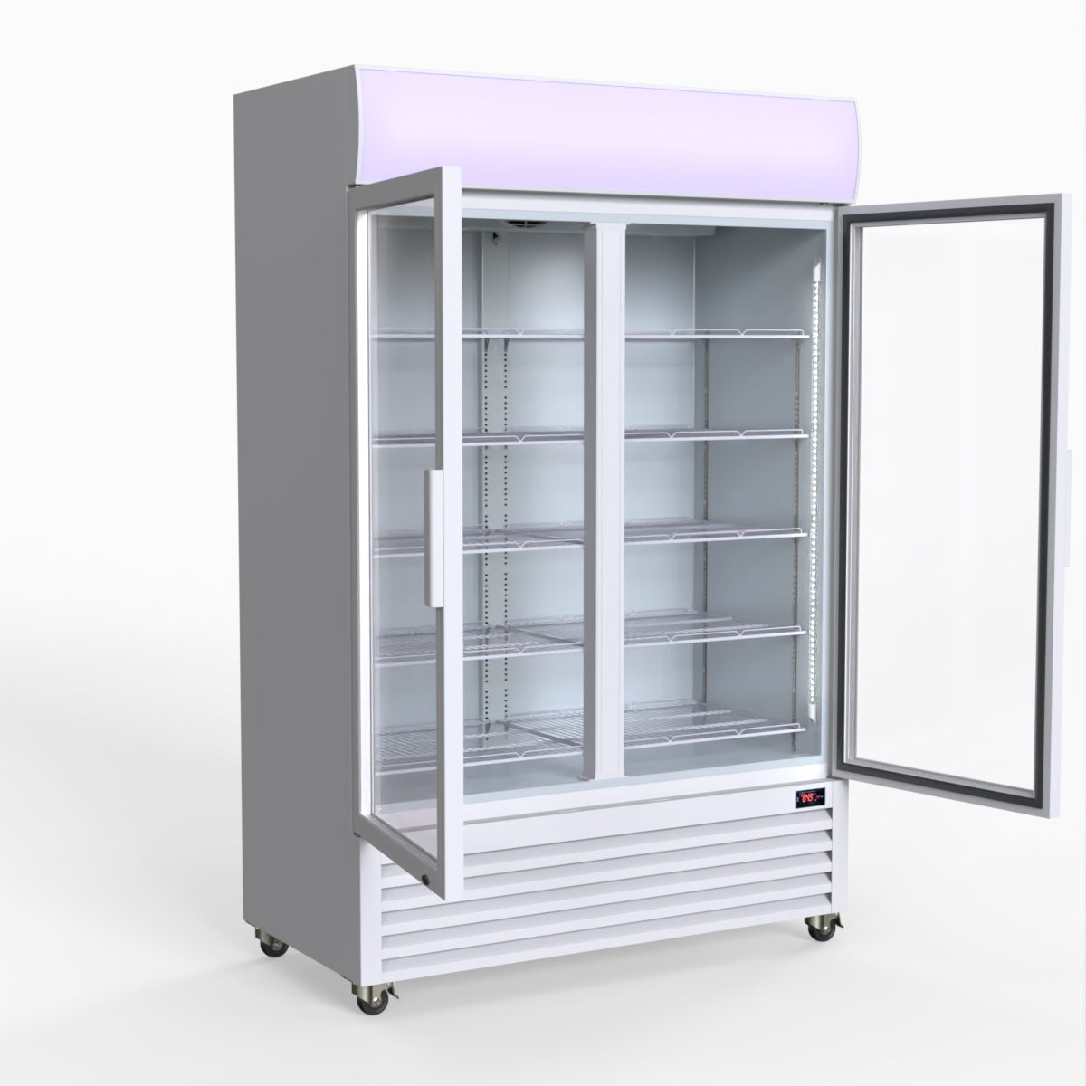 Thermaster 1200L Large Two Glass Door Upright Drink Fridge 133 X 69cm