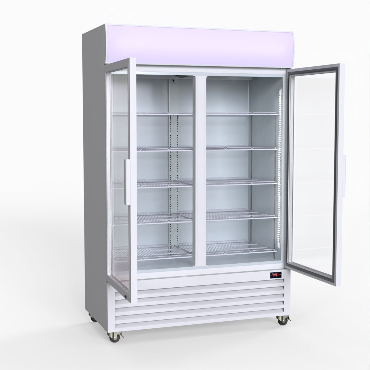 Thermaster 1200L Large Two Glass Door Upright Drink Fridge 133 X 69cm