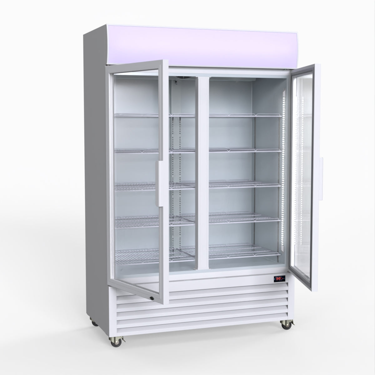 Thermaster 1200L Large Two Glass Door Upright Drink Fridge 133 X 69cm