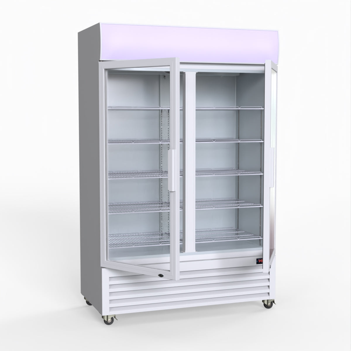 Thermaster 1200L Large Two Glass Door Upright Drink Fridge 133 X 69cm