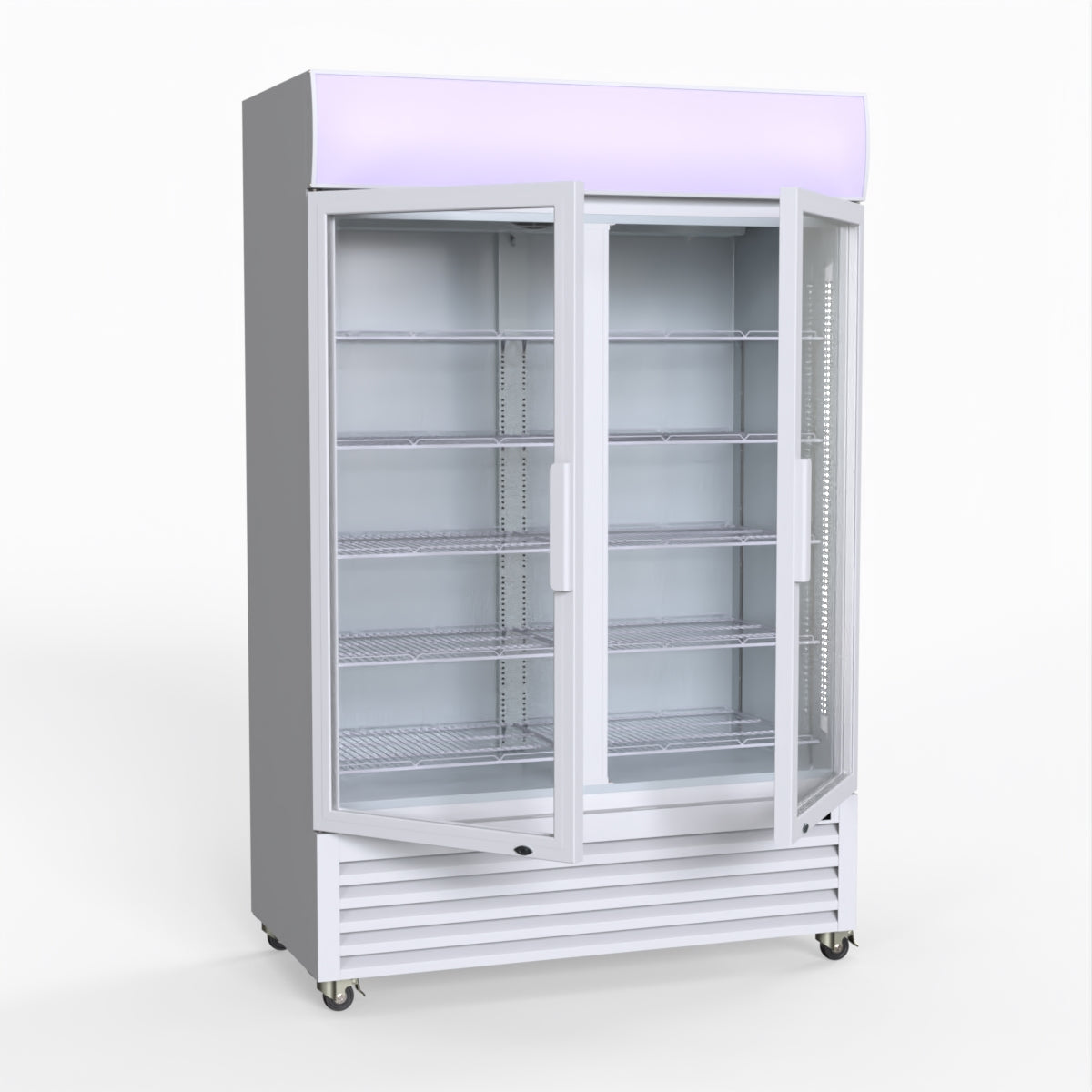 Thermaster 1200L Large Two Glass Door Upright Drink Fridge 133 X 69cm