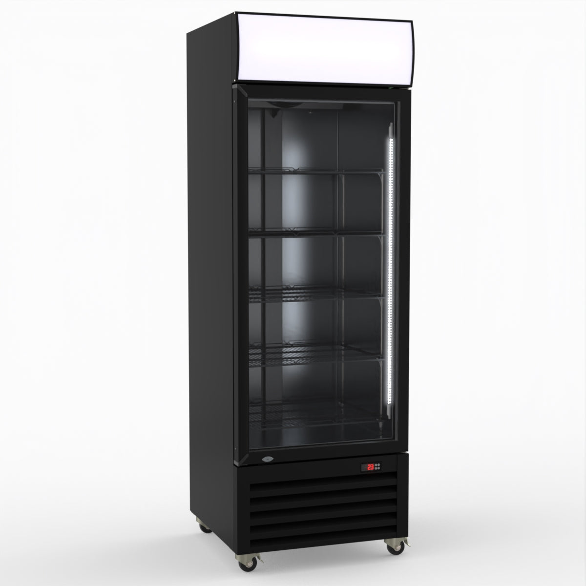 Thermaster 540L Single Glass Door Upright Drink Fridge Black 10Amp