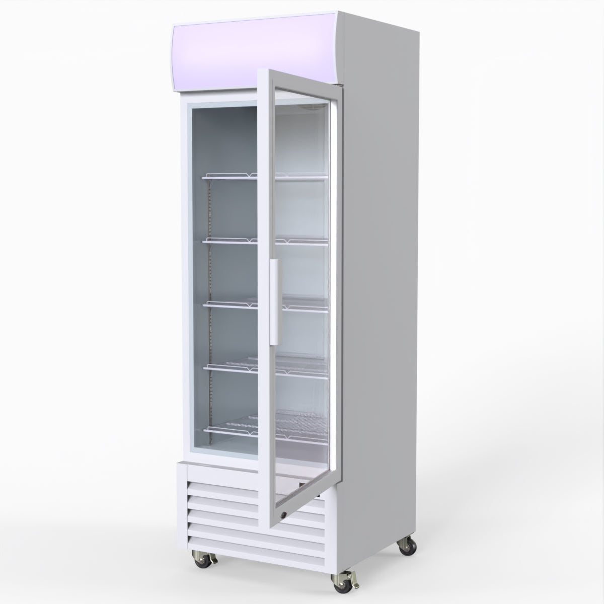Thermaster 540L Single Glass Door Upright Drink Fridge White 10Amp