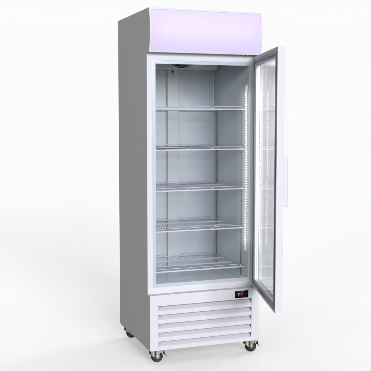Thermaster 540L Single Glass Door Upright Drink Fridge White 10Amp