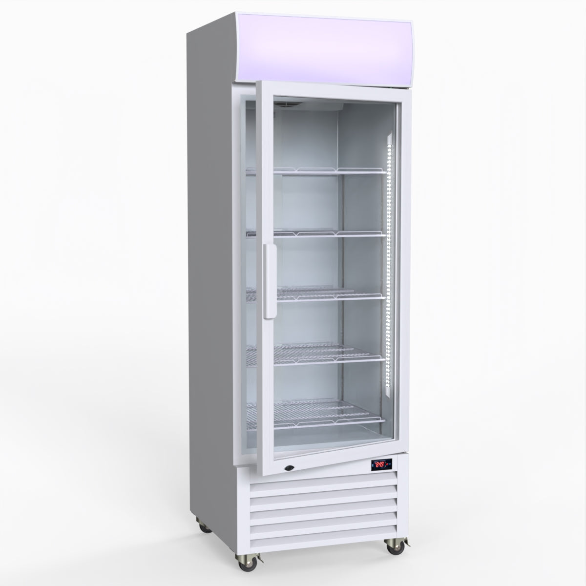 Thermaster 540L Single Glass Door Upright Drink Fridge White 10Amp