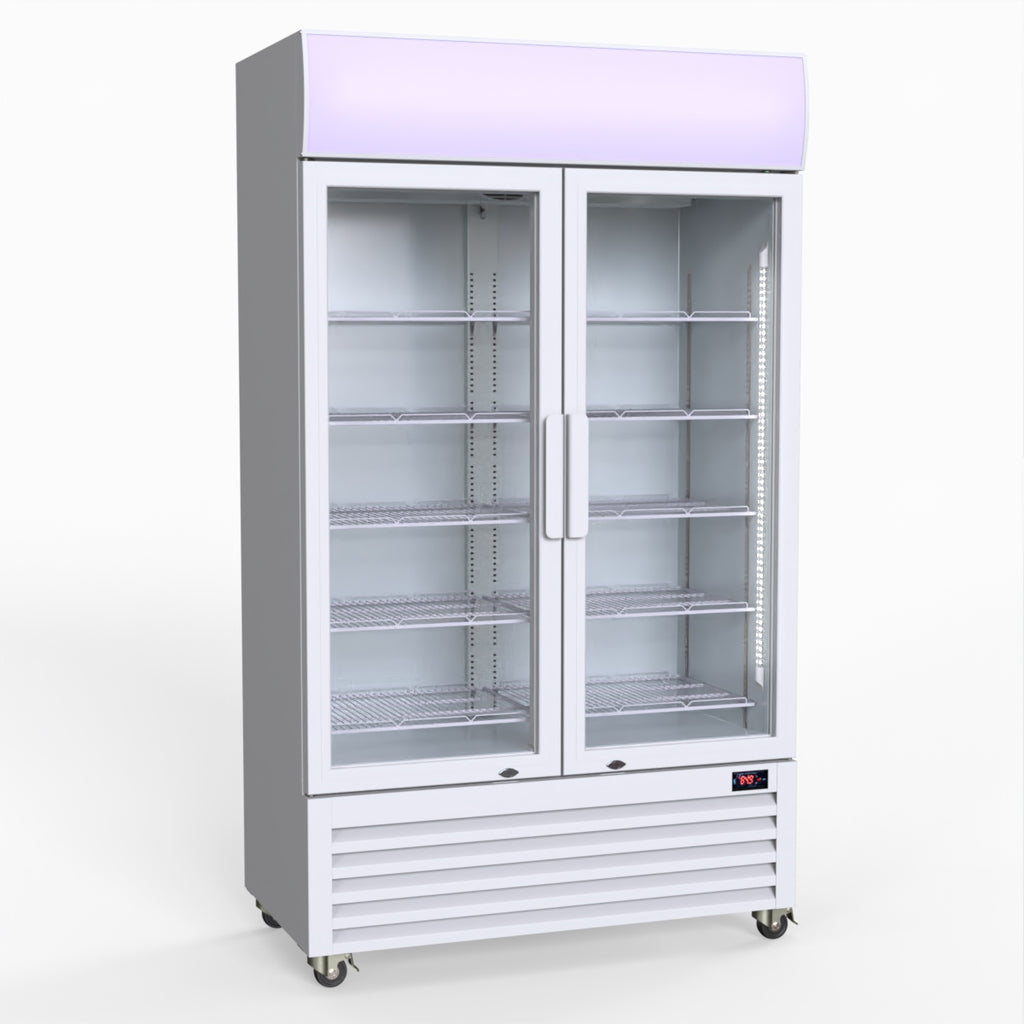 Thermaster 730L Medium Two Glass Door Upright Drink Fridge 112 X 61cm