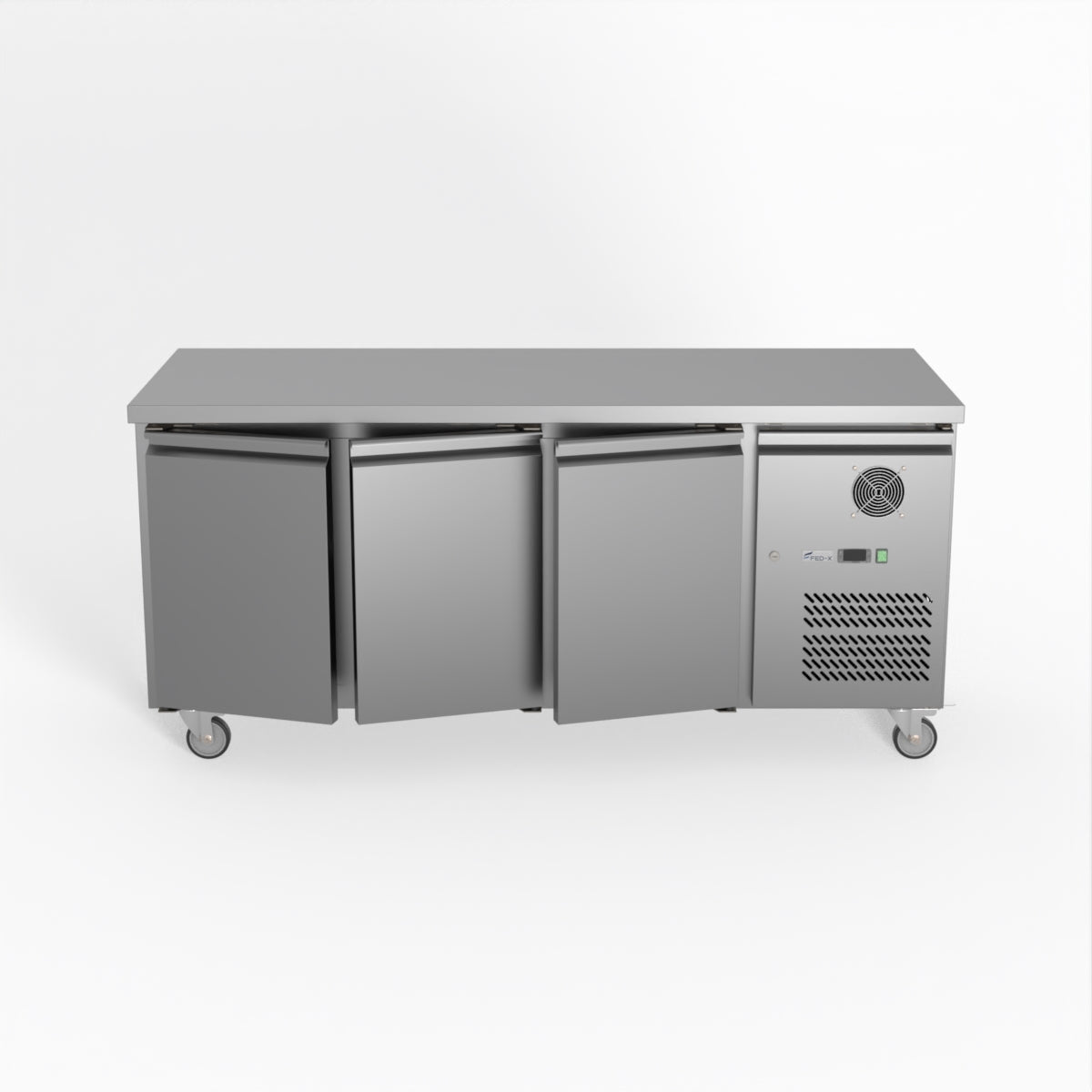 FED-X S/S Three Door Bench Fridge 180cm 10Amp