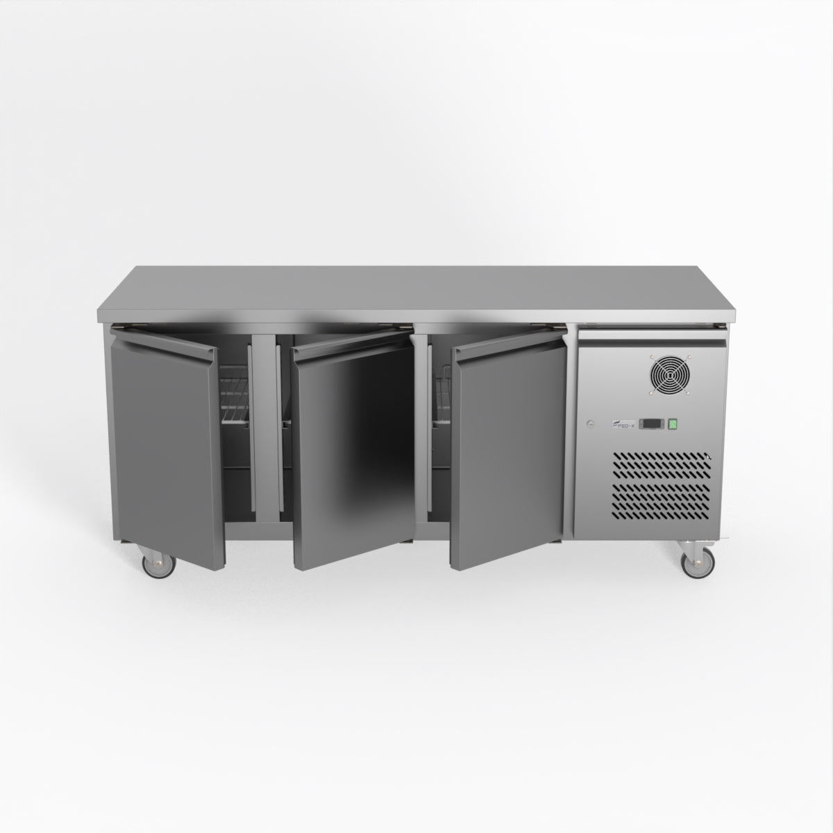 FED-X S/S Three Door Bench Fridge 180cm 10Amp