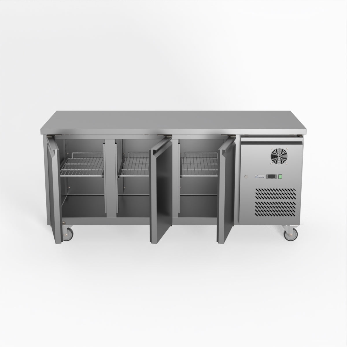 FED-X S/S Three Door Bench Fridge 180cm 10Amp