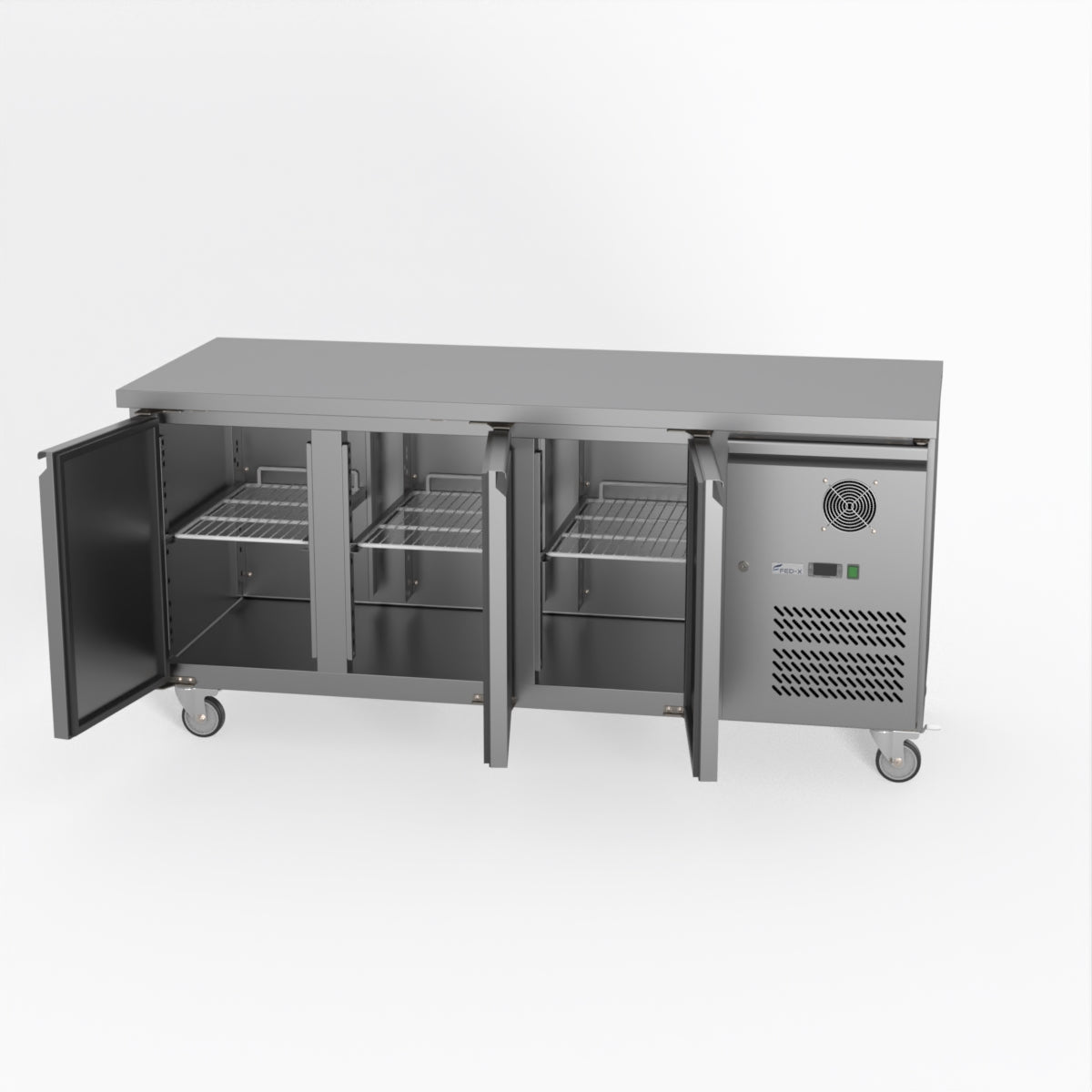 FED-X S/S Three Door Bench Fridge 180cm 10Amp