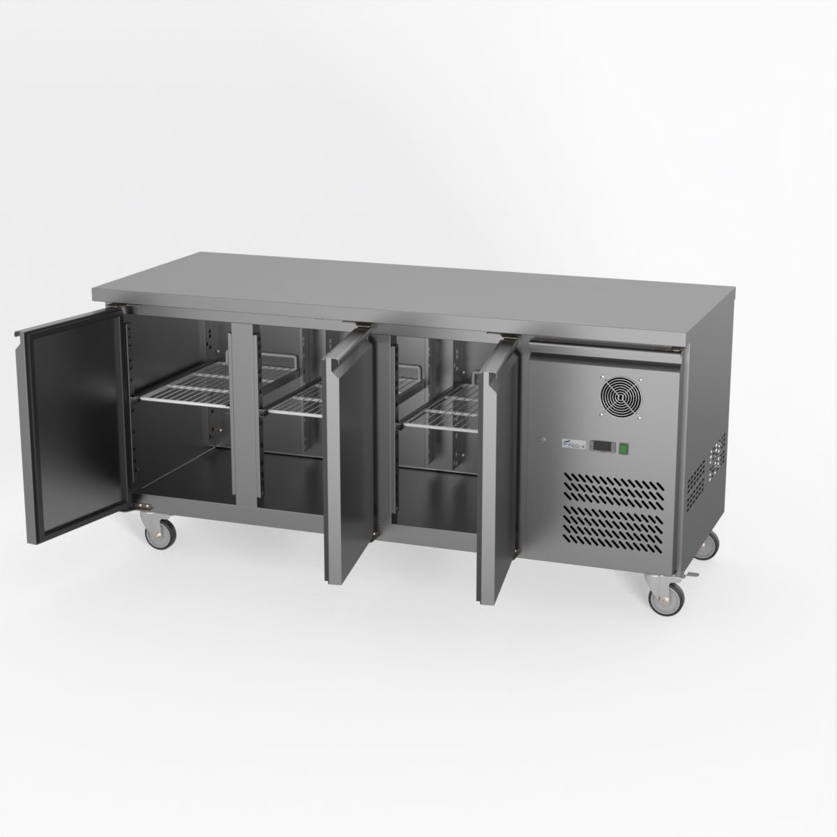 FED-X S/S Three Door Bench Fridge 180cm 10Amp