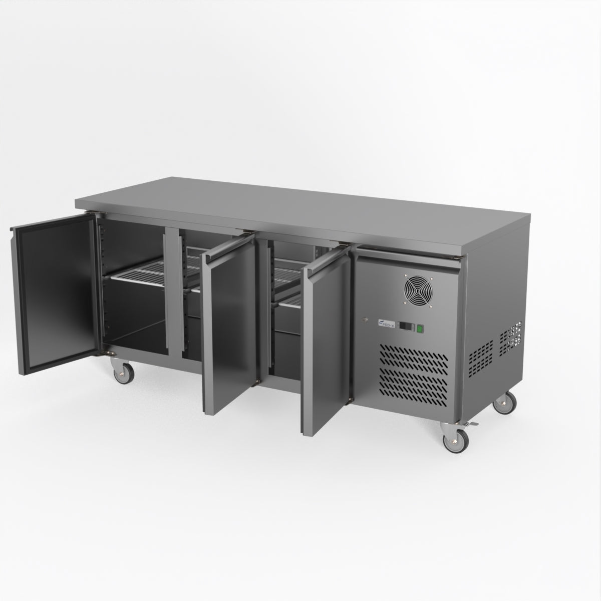 FED-X S/S Three Door Bench Fridge 180cm 10Amp