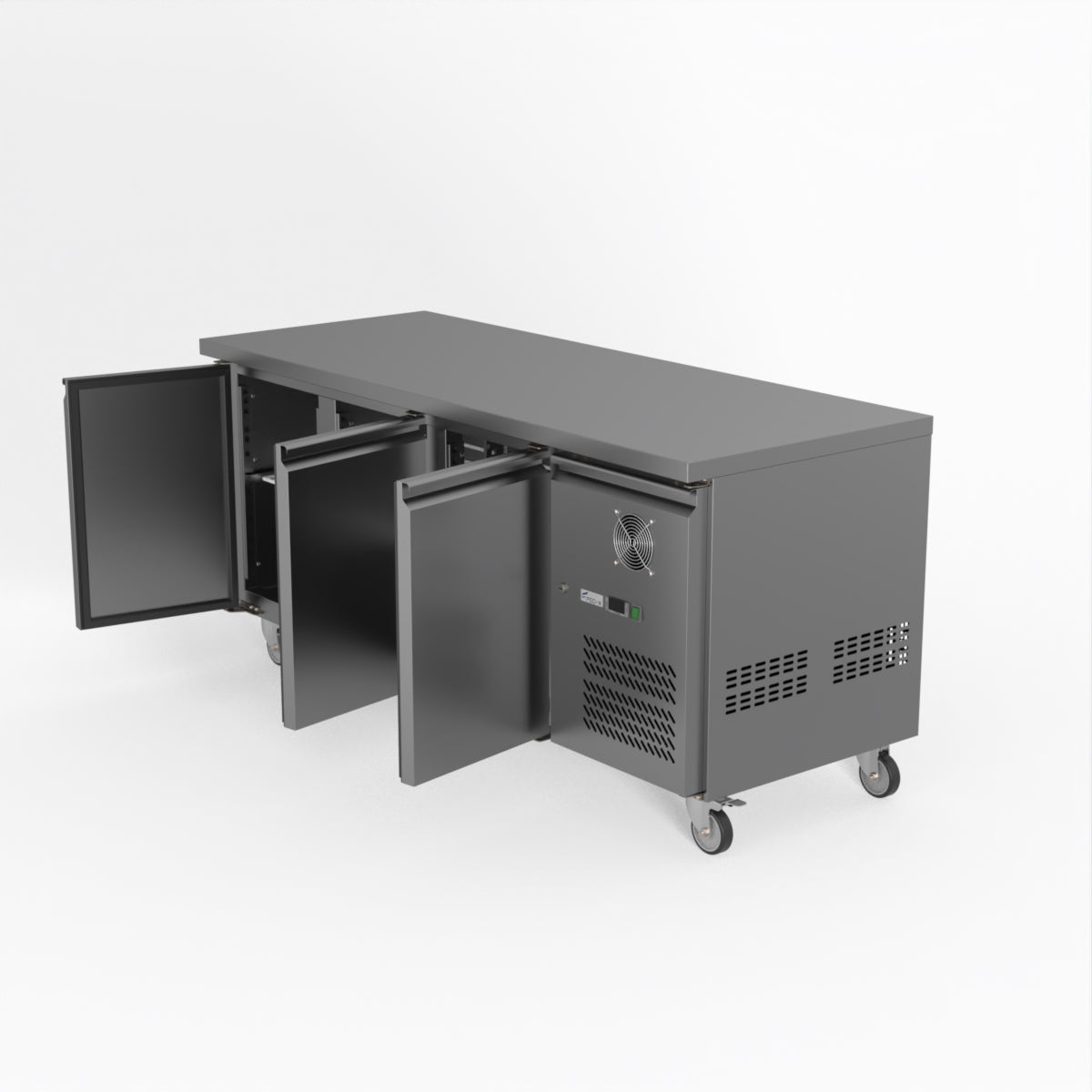 FED-X S/S Three Door Bench Fridge 180cm 10Amp