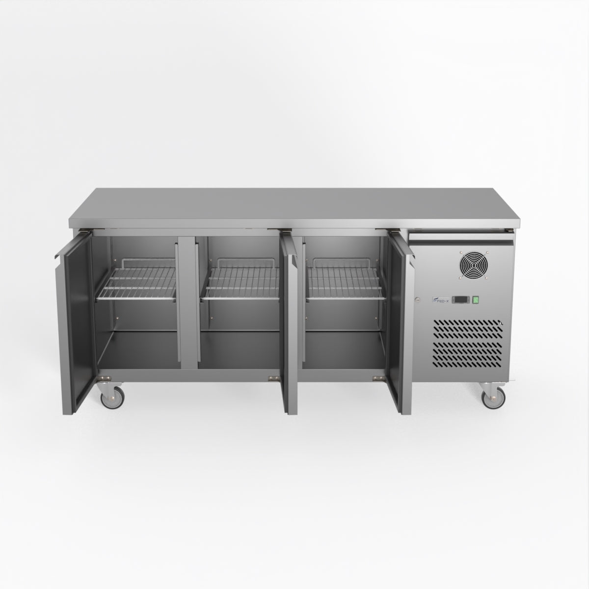 FED-X S/S Three Door Bench Fridge 180cm 10Amp