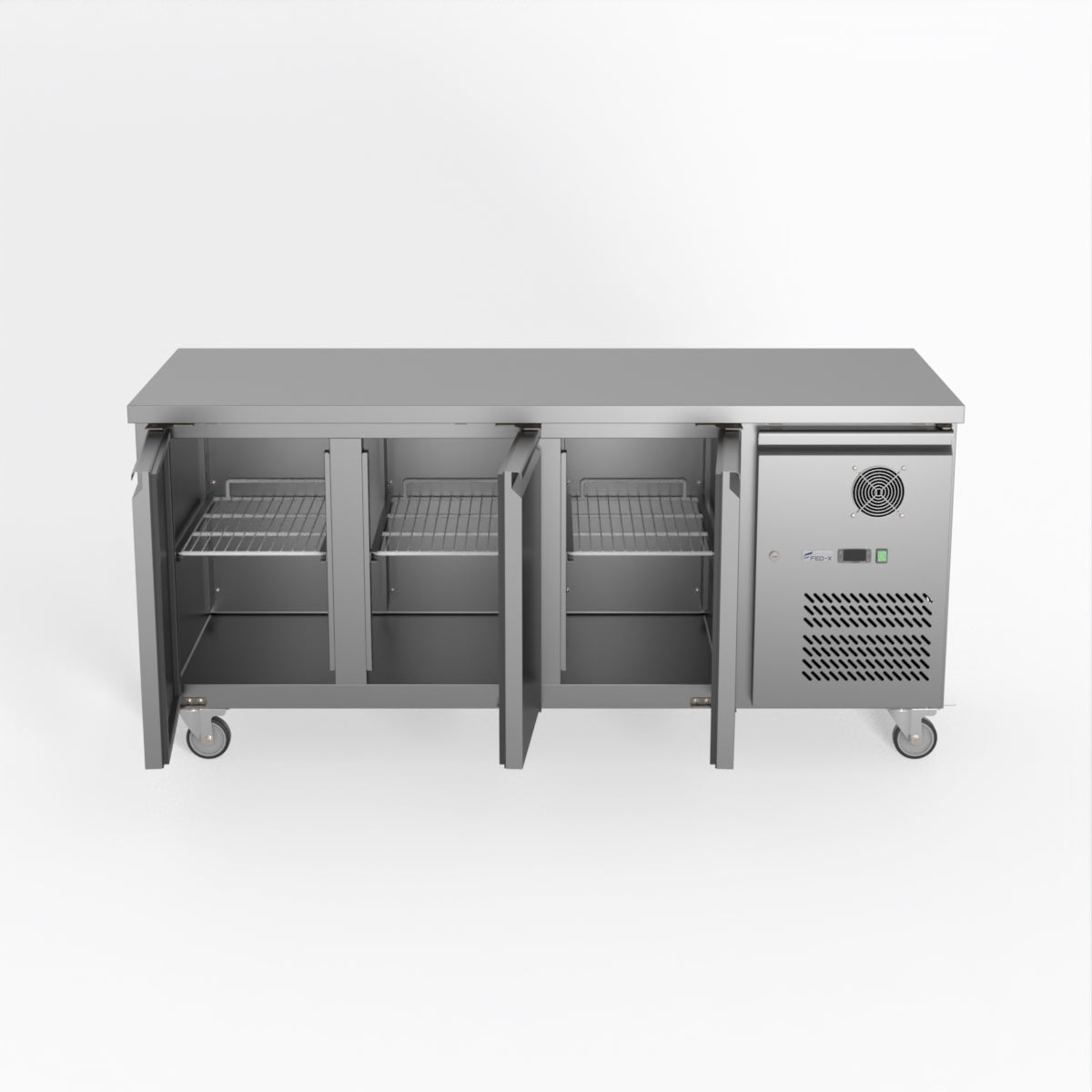 FED-X S/S Three Door Bench Fridge 180cm 10Amp