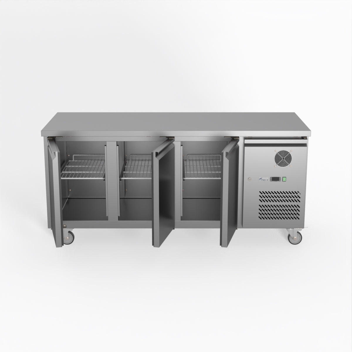 FED-X S/S Three Door Bench Fridge 180cm 10Amp