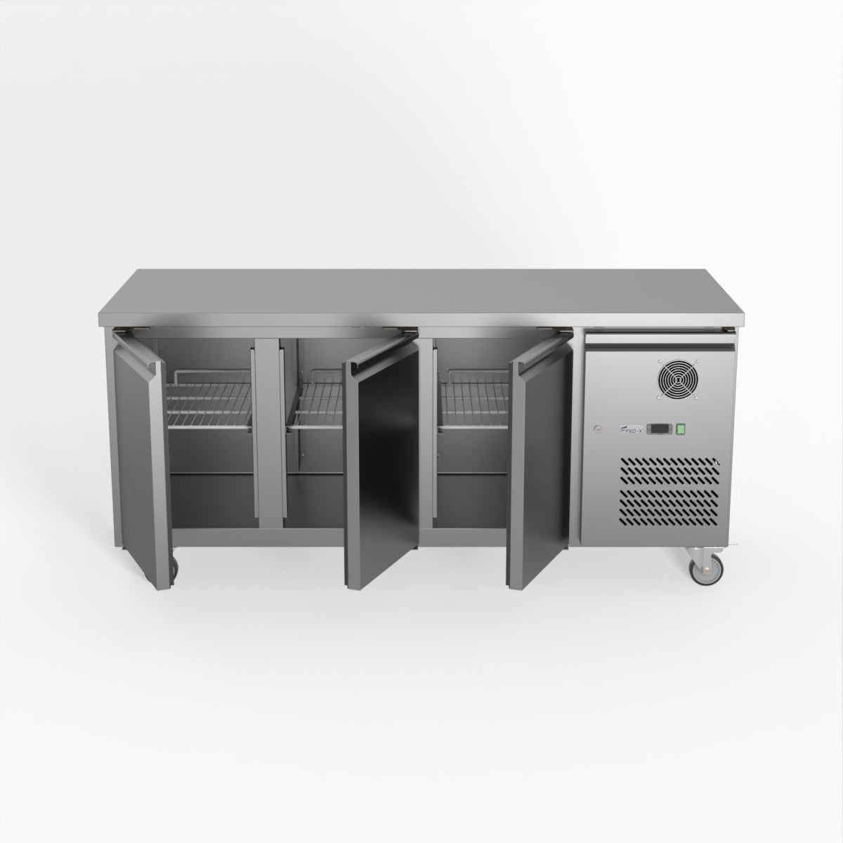 FED-X S/S Three Door Bench Fridge 180cm 10Amp