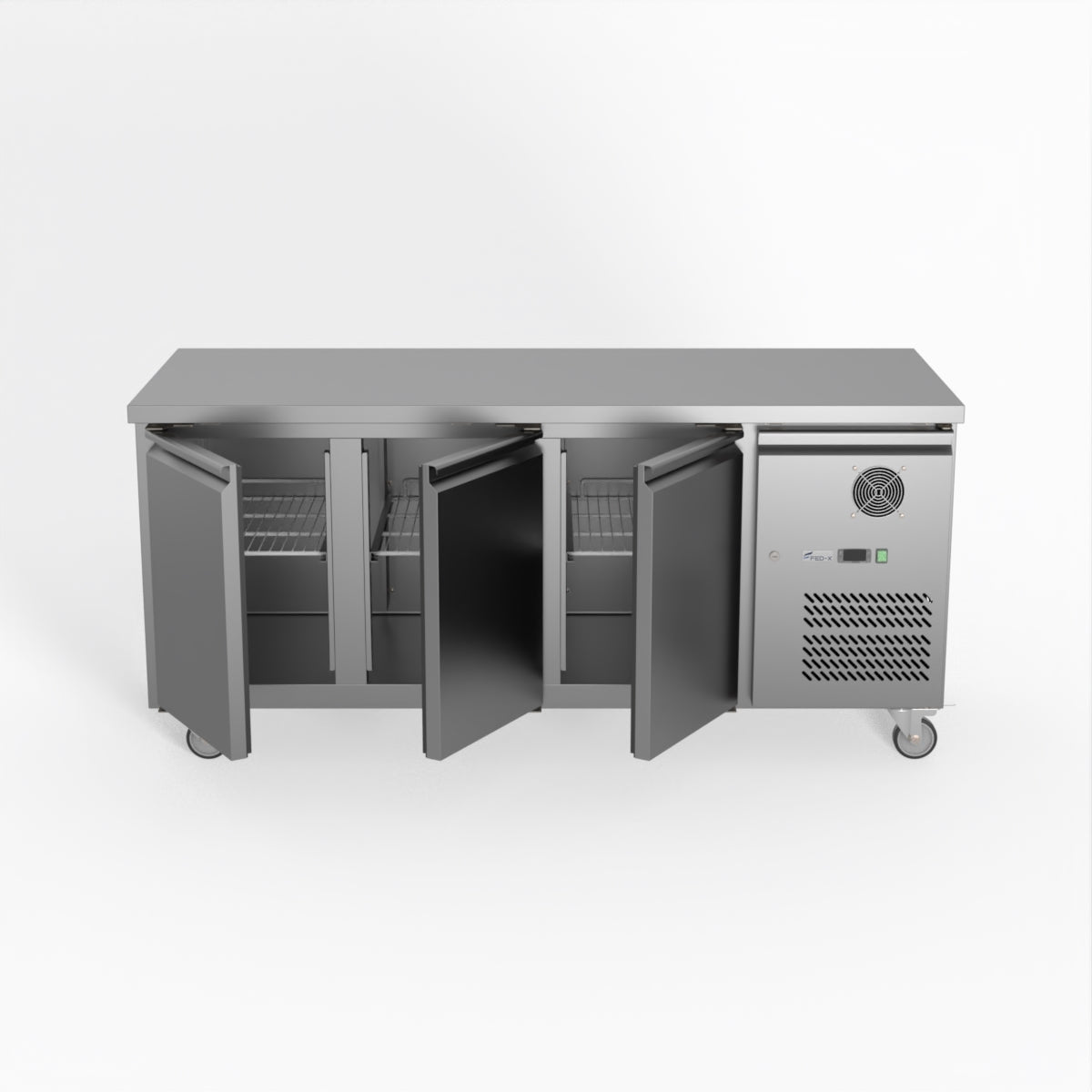 FED-X S/S Three Door Bench Fridge 180cm 10Amp