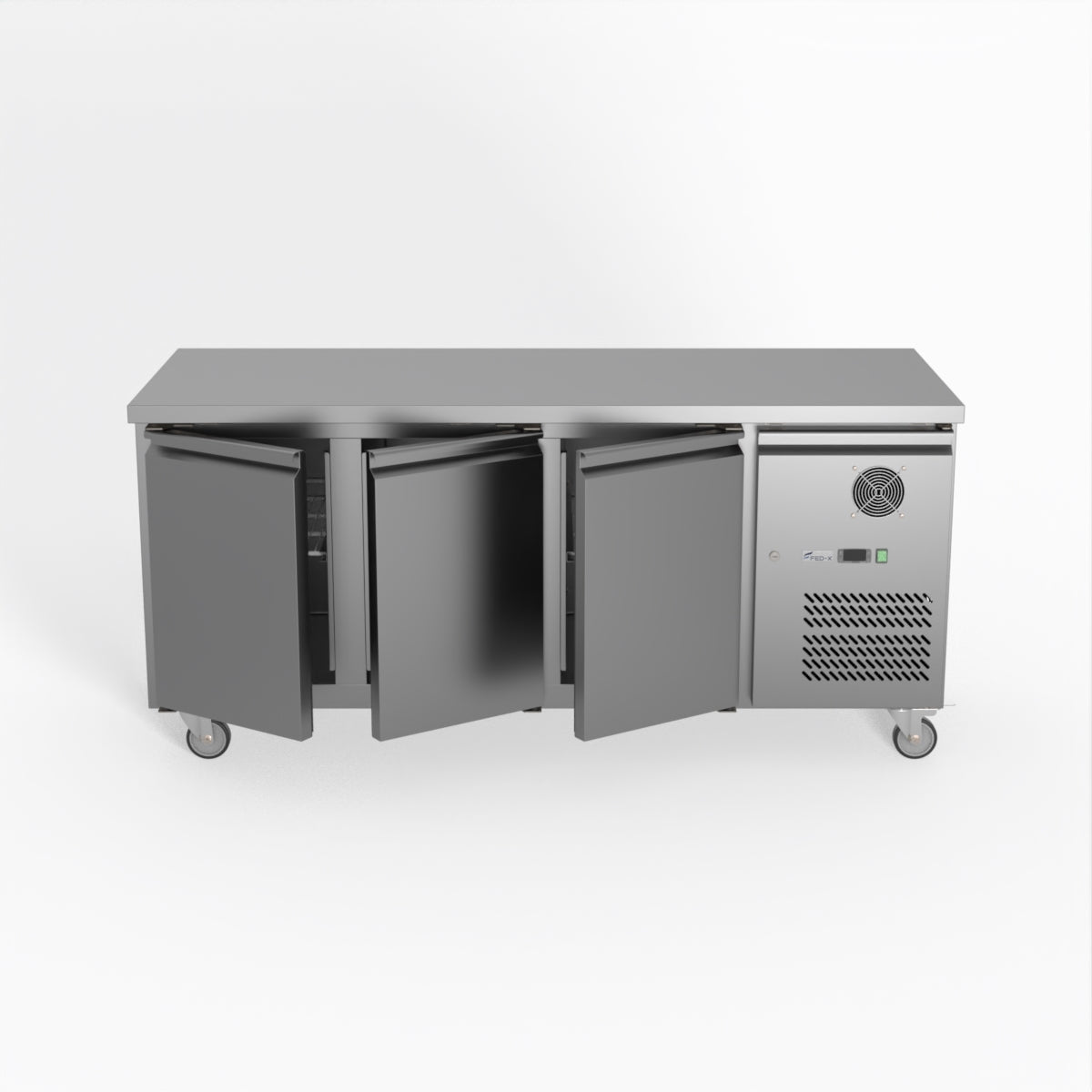 FED-X S/S Three Door Bench Fridge 180cm 10Amp