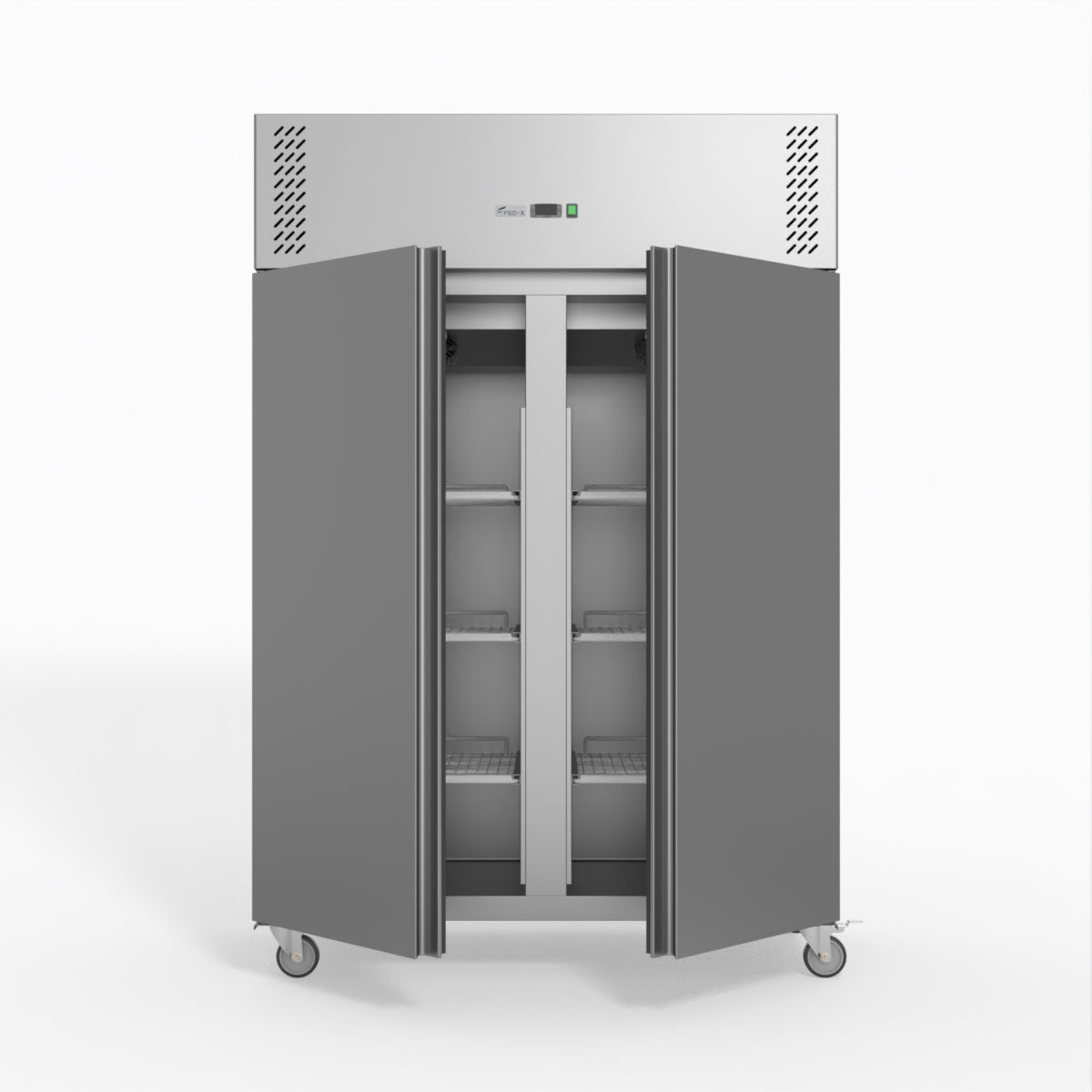FED-X S/S Double Door Upright Fridge 134cm 10Amp