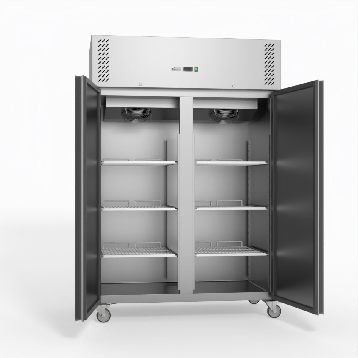 FED-X S/S Double Door Upright Fridge 134cm 10Amp