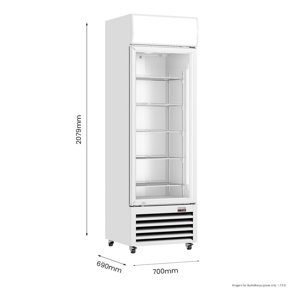 Thermaster 540L Single Glass Door Upright Drink Fridge White 10Amp