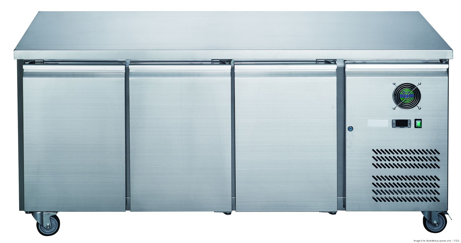 FED-X S/S Three Door Bench Fridge 180cm 10Amp