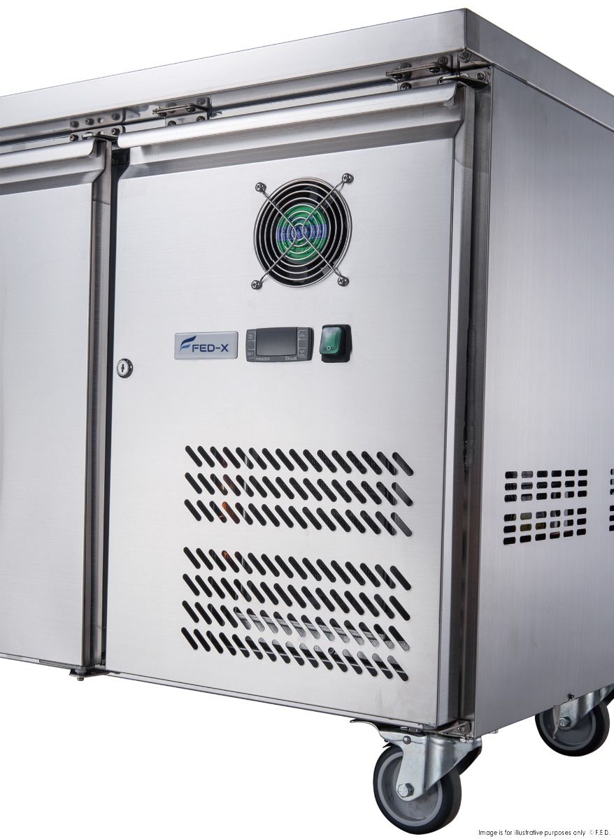 FED-X S/S Three Door Bench Fridge 180cm 10Amp