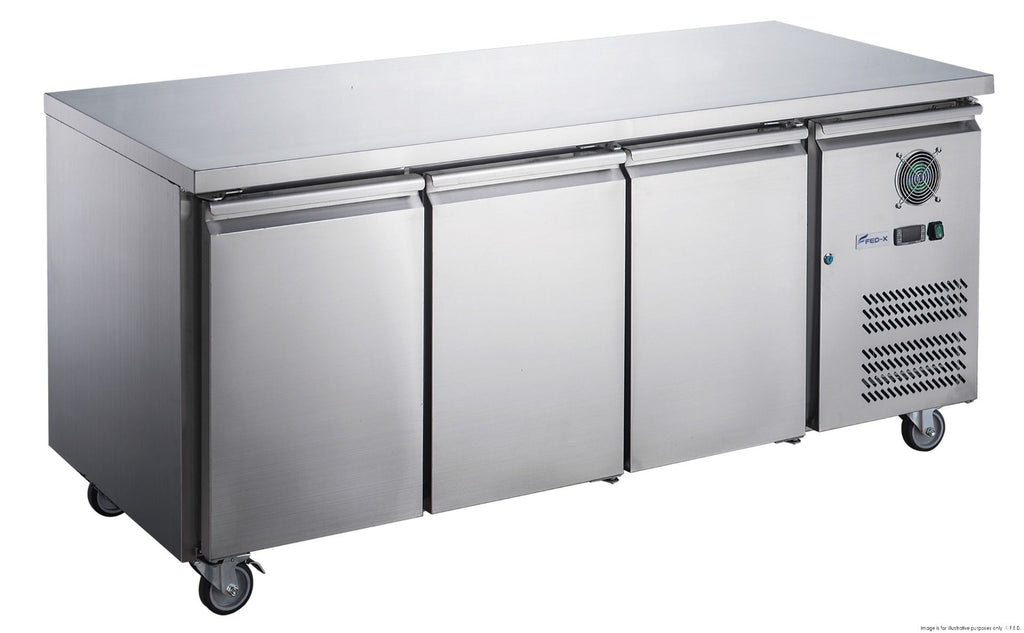 FED-X S/S Three Door Bench Fridge 180cm 10Amp