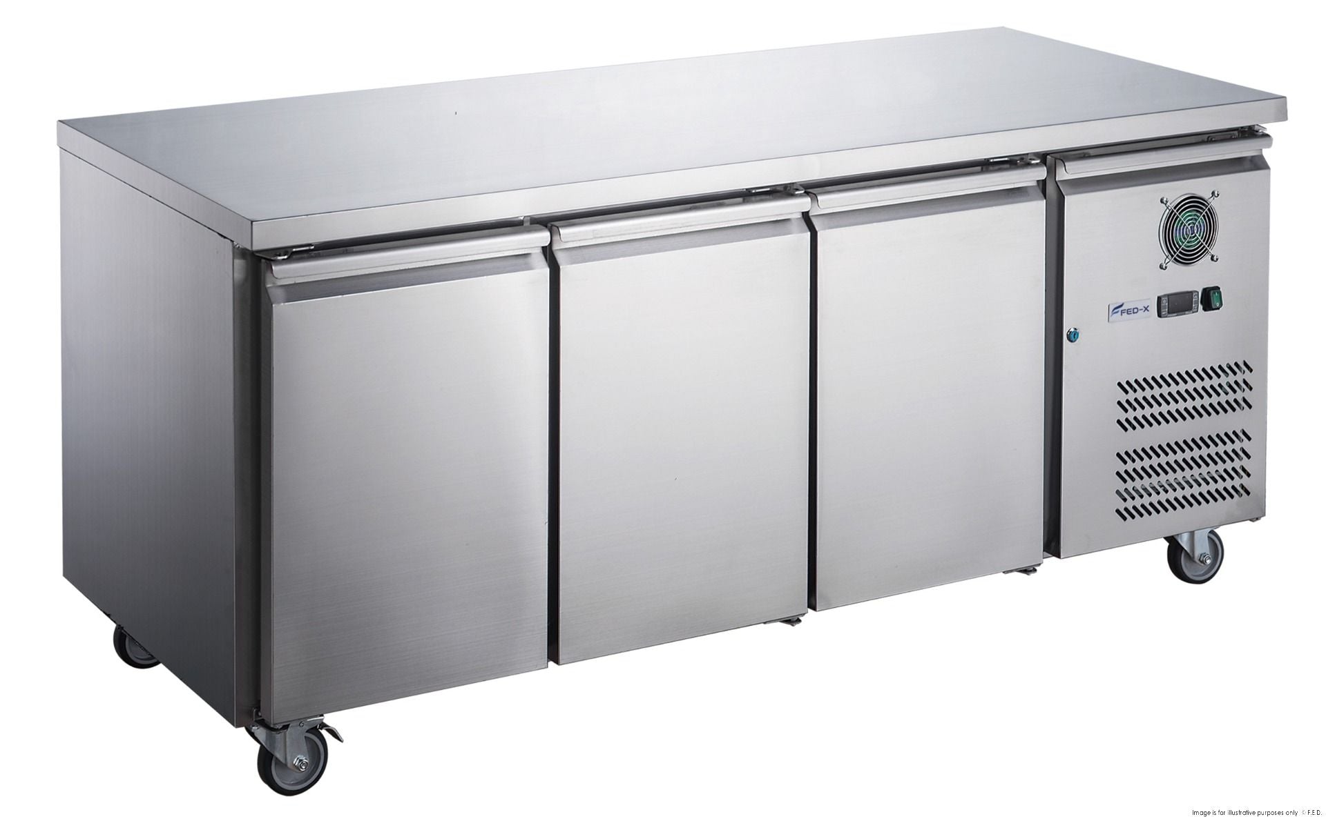 FED-X S/S Three Door Bench Fridge 180cm 10Amp