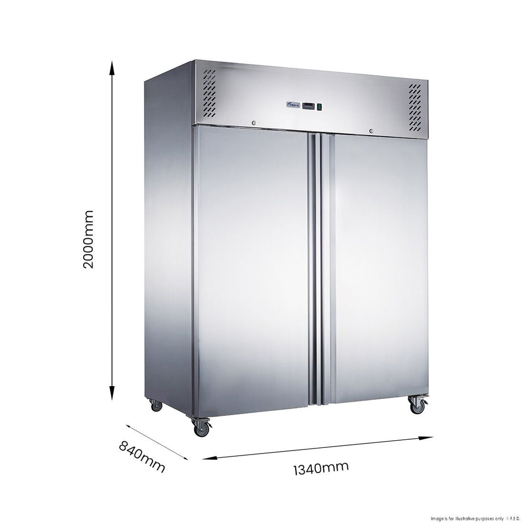 FED-X S/S Double Door Upright Fridge 134cm 10Amp