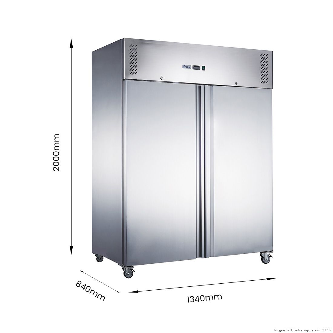 FED-X S/S Double Door Upright Fridge 134cm 10Amp