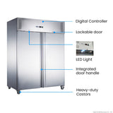 FED-X S/S Double Door Upright Fridge 134cm 10Amp