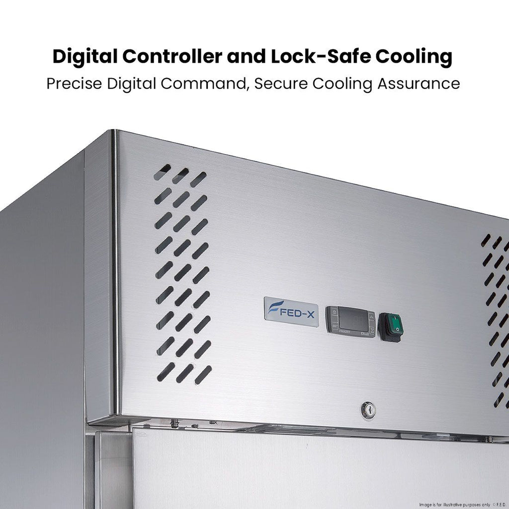 FED-X S/S Double Door Upright Freezer 134cm 10Amp