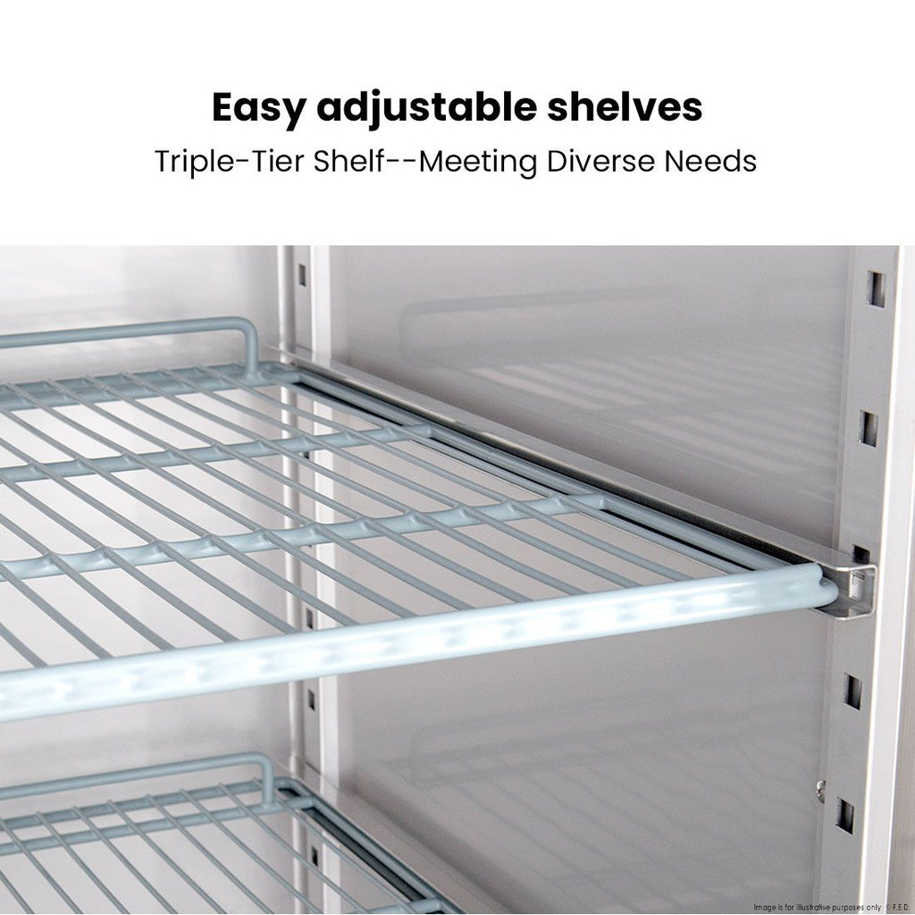 FED-X S/S Double Door Upright Fridge 134cm 10Amp