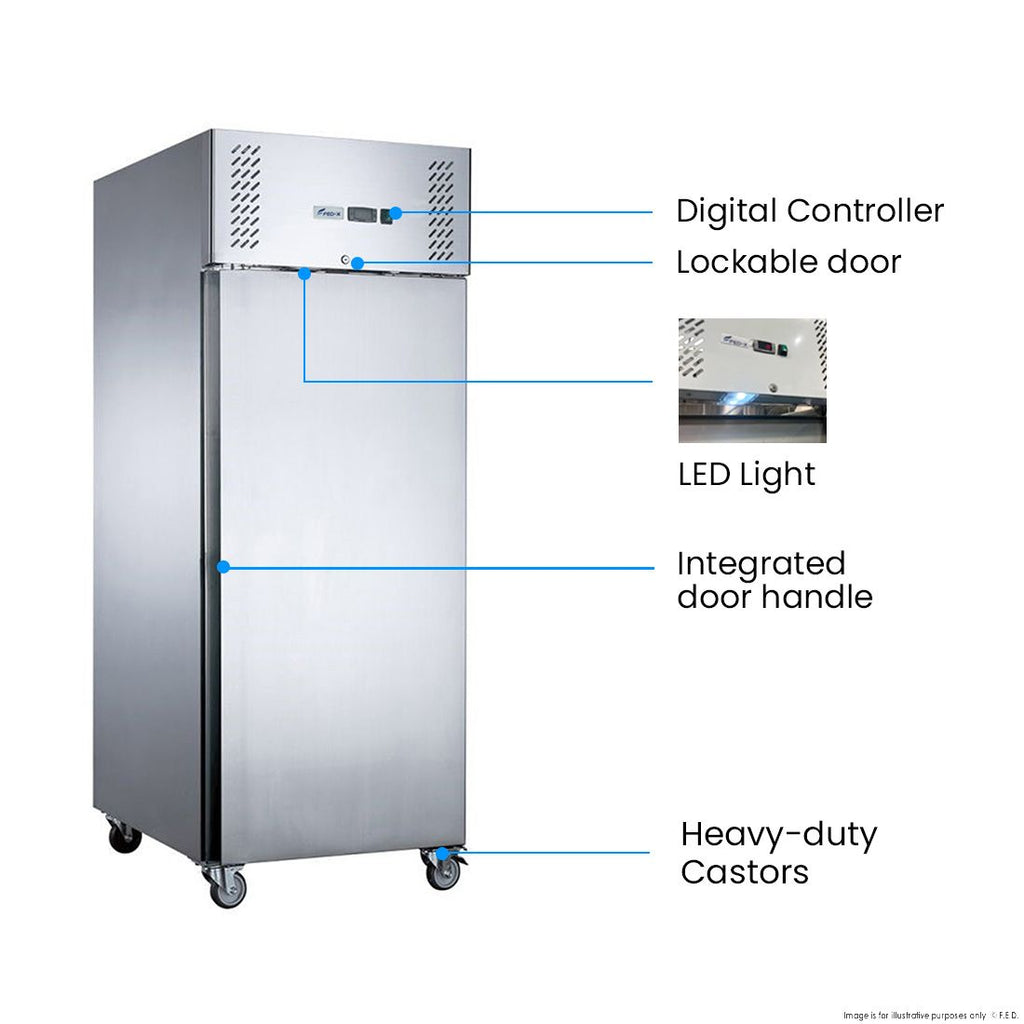 FED-X S/S Single Door Upright Fridge 74cm 10Amp