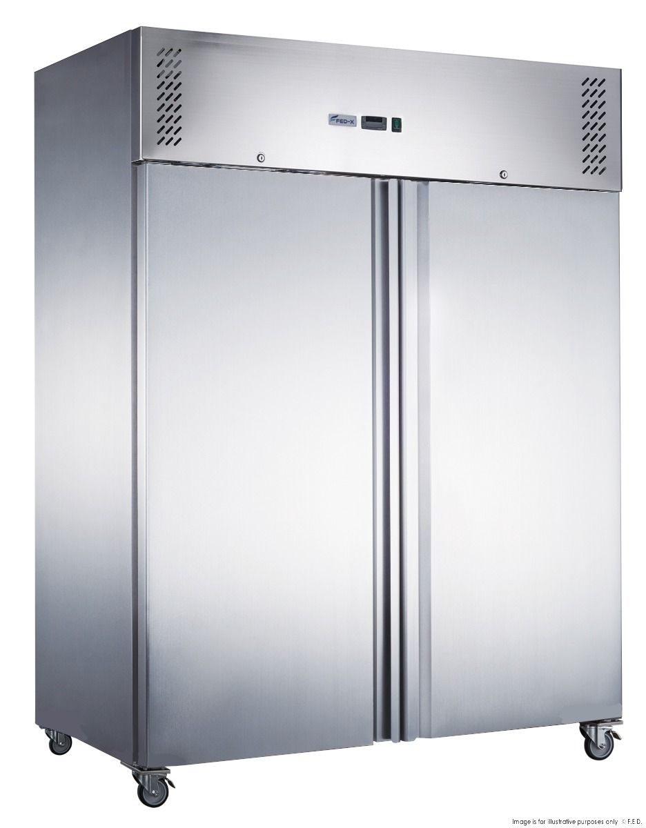 FED-X S/S Double Door Upright Fridge 134cm 10Amp